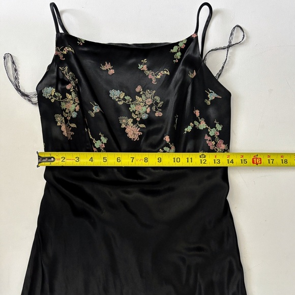 Y2K vintage satin oriental Asian lace up black dress party sz S/M - Picture 13 of 15